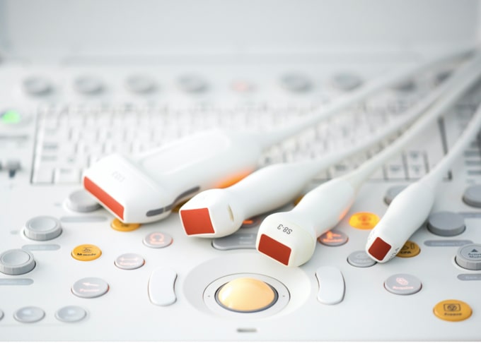 An image of various probes used for ultrasound.